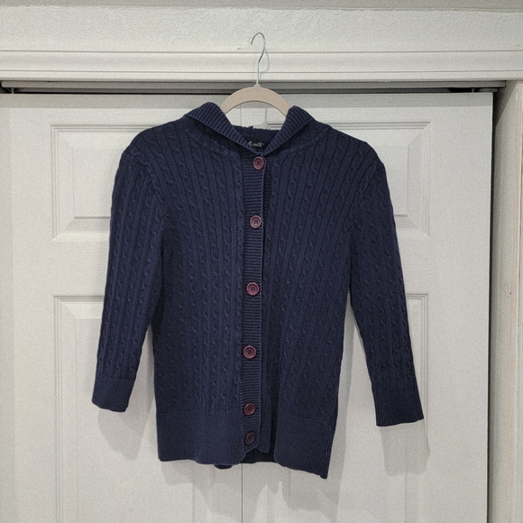 Sweaters - Women's Blue Cable Knit Cardigan
